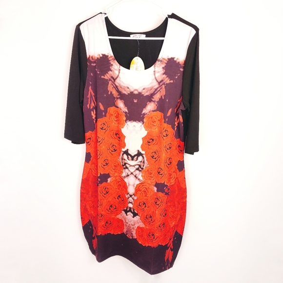 NWT Graphic Print Scoop Neck Mini Dress Size XL - Picture 1 of 10